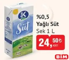 SEK %0,5 YAĞLI SÜT 1 L